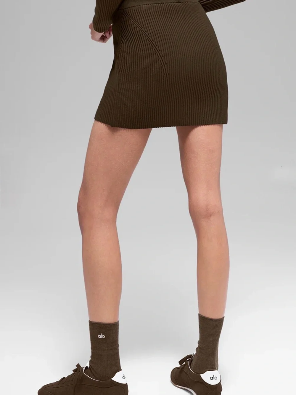 ALO Yoga Ribbed Ribbed Knit Mini Skirt